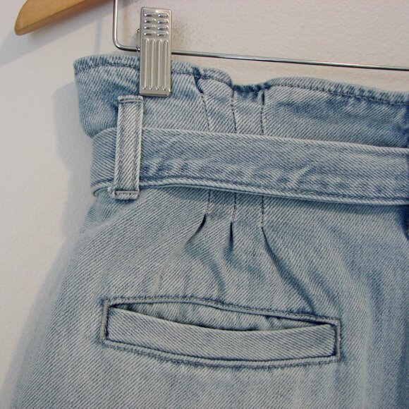 Denim Mom Shorts Paperbag High Waist Pleats Light Wash American Eagle Size 00 - Picture 13 of 16